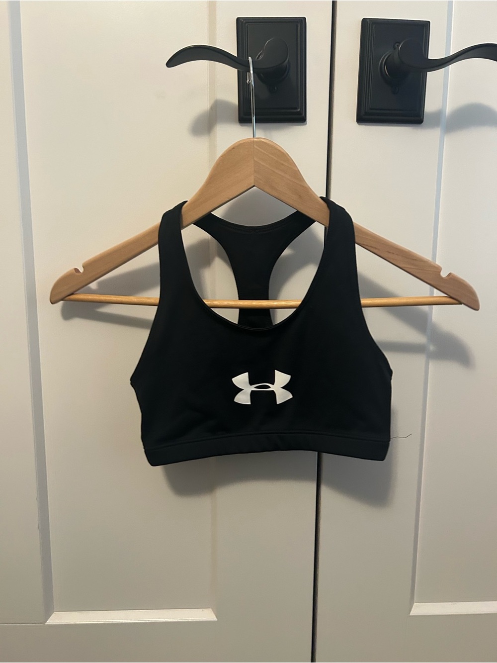 Under Armour Black Sports Bra with White Logo - Racerback Support